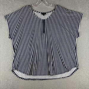 LC by Laura Cruz Top Women’s Size 2X Blue White Striped Sleeveless